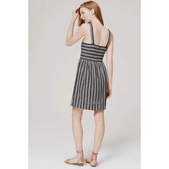 Ann Taylor LOFT Women's Striped Square Neck Mini Dress Medium Summer Casual - Picture 2 of 7